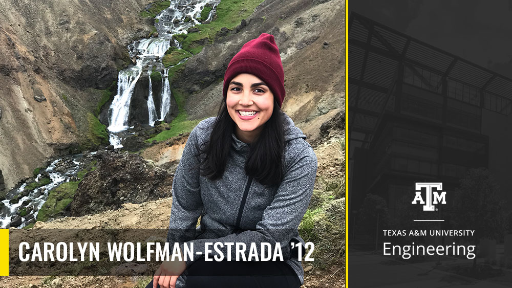 图片上写着“卡罗琳·沃尔夫曼·埃斯特拉达12岁”，在她的照片上，角落里有TAMU工程公司的标志。