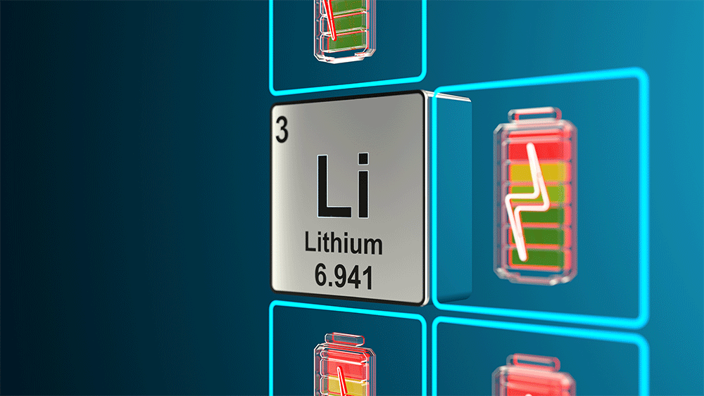 元素周期表上的锂和电池